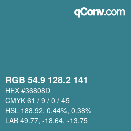 Farbcode: RGB 54.9 128.2 141 | qconv.com