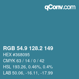 カラーコード: RGB 54.9 128.2 149 | qconv.com