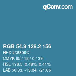 Color code: RGB 54.9 128.2 156 | qconv.com