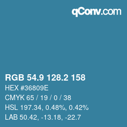 カラーコード: RGB 54.9 128.2 158 | qconv.com