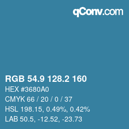 Color code: RGB 54.9 128.2 160 | qconv.com