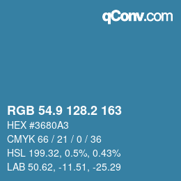 カラーコード: RGB 54.9 128.2 163 | qconv.com