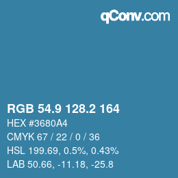カラーコード: RGB 54.9 128.2 164 | qconv.com