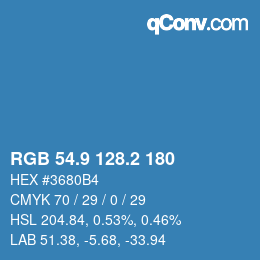 Color code: RGB 54.9 128.2 180 | qconv.com