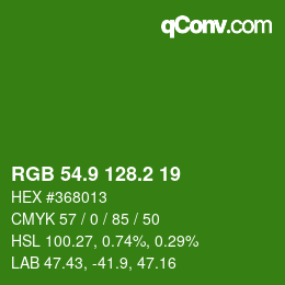 カラーコード: RGB 54.9 128.2 19 | qconv.com