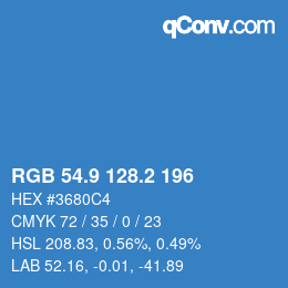 Color code: RGB 54.9 128.2 196 | qconv.com