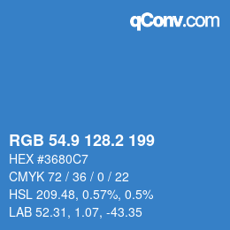 Color code: RGB 54.9 128.2 199 | qconv.com