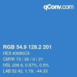 Color code: RGB 54.9 128.2 201 | qconv.com