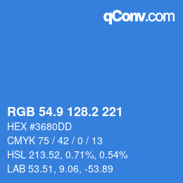カラーコード: RGB 54.9 128.2 221 | qconv.com