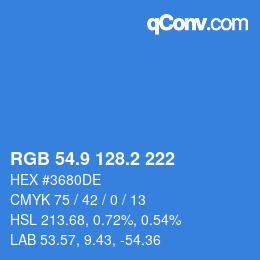 Color code: RGB 54.9 128.2 222 | qconv.com