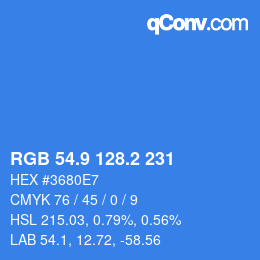 Color code: RGB 54.9 128.2 231 | qconv.com