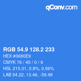 カラーコード: RGB 54.9 128.2 233 | qconv.com