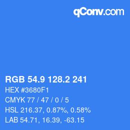 Color code: RGB 54.9 128.2 241 | qconv.com