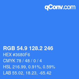 Color code: RGB 54.9 128.2 246 | qconv.com