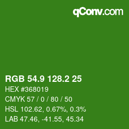 カラーコード: RGB 54.9 128.2 25 | qconv.com