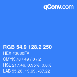 Color code: RGB 54.9 128.2 250 | qconv.com