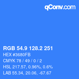 Color code: RGB 54.9 128.2 251 | qconv.com