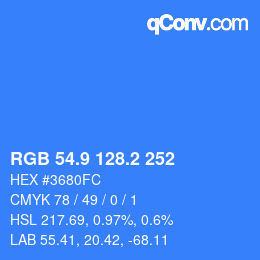 Color code: RGB 54.9 128.2 252 | qconv.com