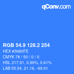 カラーコード: RGB 54.9 128.2 254 | qconv.com