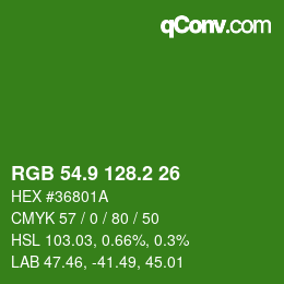 カラーコード: RGB 54.9 128.2 26 | qconv.com