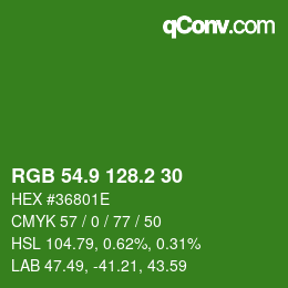 カラーコード: RGB 54.9 128.2 30 | qconv.com