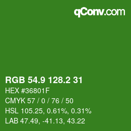 カラーコード: RGB 54.9 128.2 31 | qconv.com