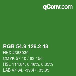 カラーコード: RGB 54.9 128.2 48 | qconv.com