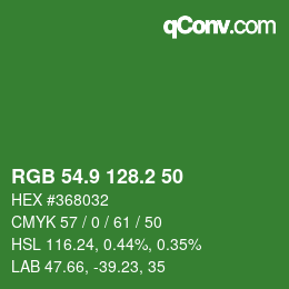 カラーコード: RGB 54.9 128.2 50 | qconv.com