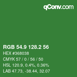 カラーコード: RGB 54.9 128.2 56 | qconv.com
