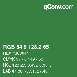 カラーコード: RGB 54.9 128.2 65 | qconv.com