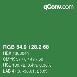 カラーコード: RGB 54.9 128.2 68 | qconv.com