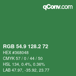 カラーコード: RGB 54.9 128.2 72 | qconv.com