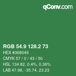 カラーコード: RGB 54.9 128.2 73 | qconv.com