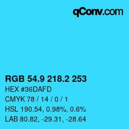 カラーコード: RGB 54.9 218.2 253 | qconv.com