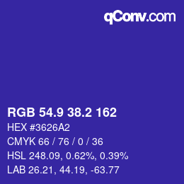 カラーコード: RGB 54.9 38.2 162 | qconv.com