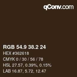 Color code: RGB 54.9 38.2 24 | qconv.com