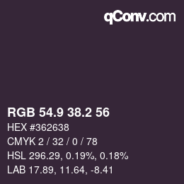 Color code: RGB 54.9 38.2 56 | qconv.com