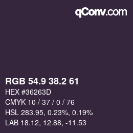 カラーコード: RGB 54.9 38.2 61 | qconv.com