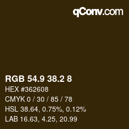 Color code: RGB 54.9 38.2 8 | qconv.com