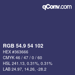 Color code: RGB 54.9 54 102 | qconv.com