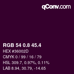 カラーコード: RGB 54 0.8 45.4 | qconv.com