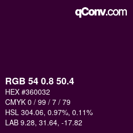 カラーコード: RGB 54 0.8 50.4 | qconv.com