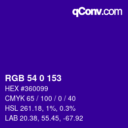 Color code: RGB 54 0 153 | qconv.com