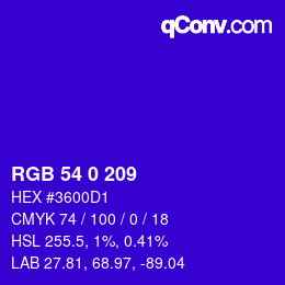カラーコード: RGB 54 0 209 | qconv.com