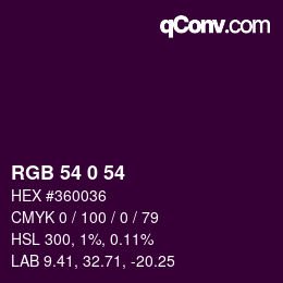 カラーコード: RGB 54 0 54 | qconv.com