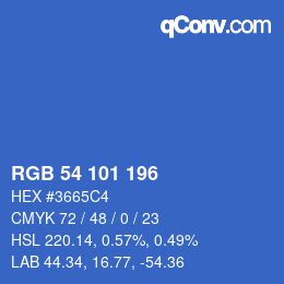 颜色代码: RGB 54 101 196 | qconv.com