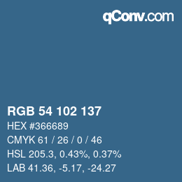Color code: RGB 54 102 137 | qconv.com