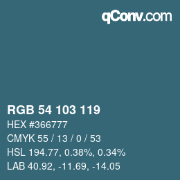 カラーコード: RGB 54 103 119 | qconv.com