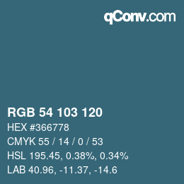 颜色代码: RGB 54 103 120 | qconv.com