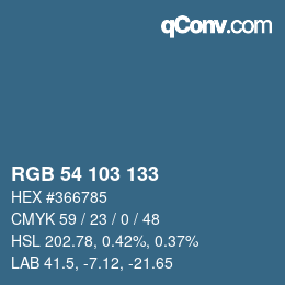 カラーコード: RGB 54 103 133 | qconv.com
